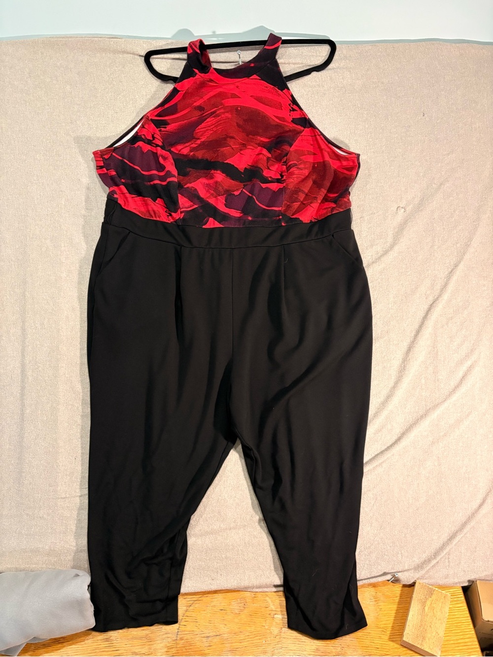 Torrid 4X High Neck Sleeveless Jumpsuit Red & Black 4 4x 26 #A42349
